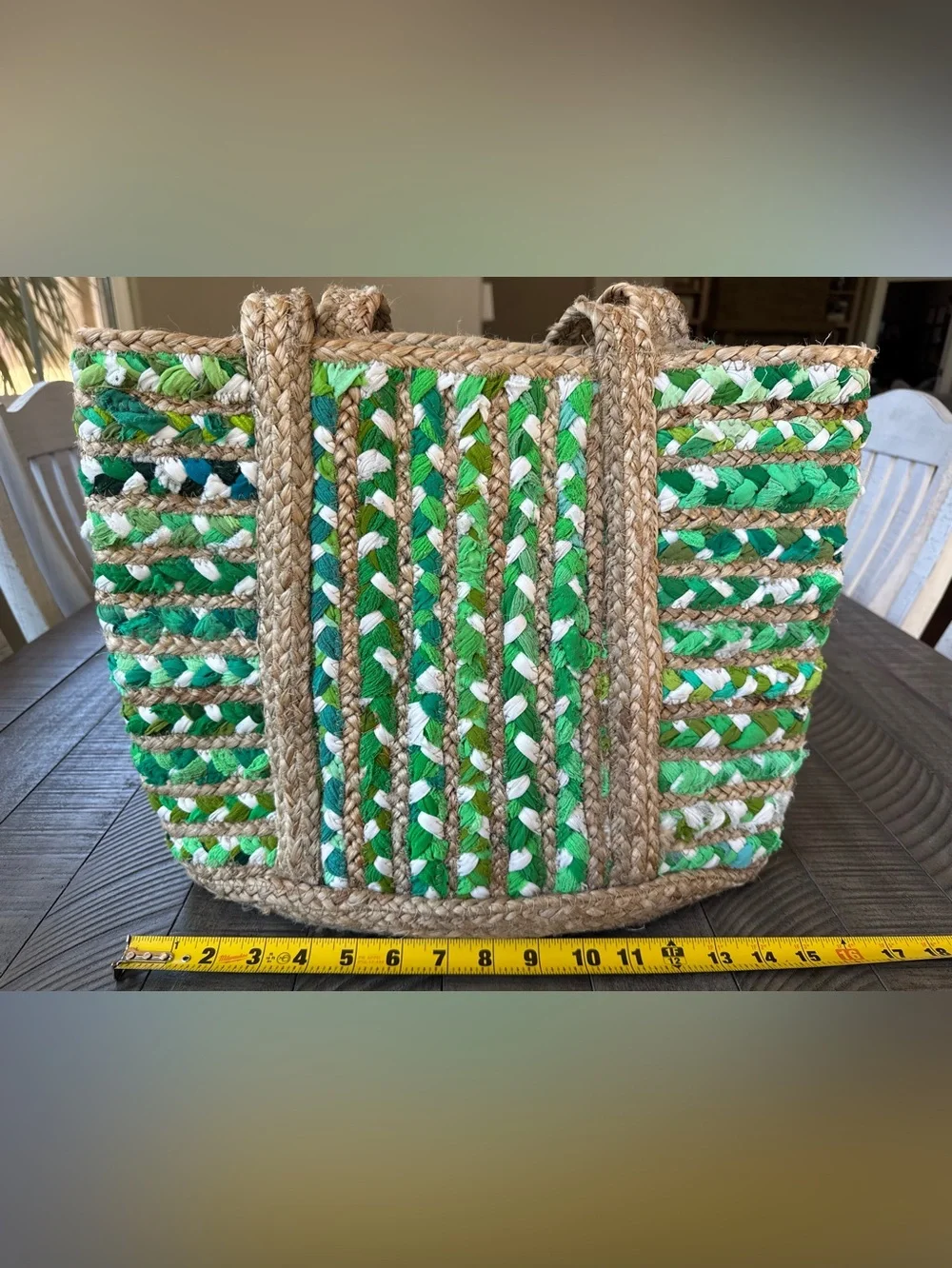 Natural and Handmade Jute Green Beige Shoulder Handbag - Tote Bag (NWT)